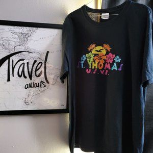 Black St. Thomas U.S. Virgin Islands T Shirt LARGE